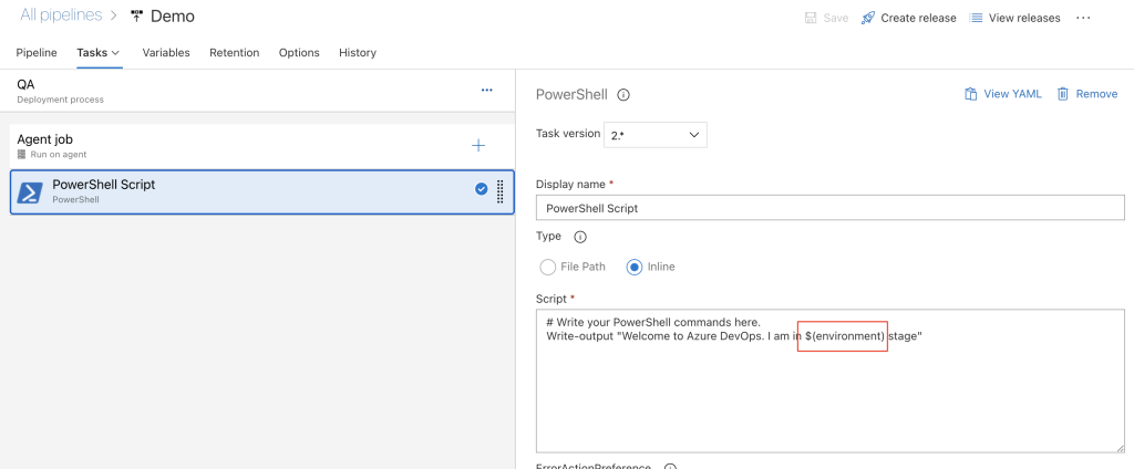 Powershell script task