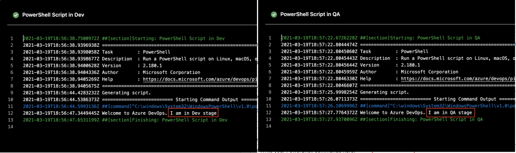 PowerShell script task output